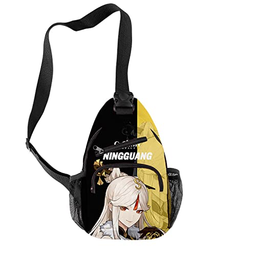 Ningguang Genshin Impact Anime-Messenger-Tasche Aus Canvas, Cartoon One-Shoulder-Handtasche GroßRaum-Student Casual Fashion UmhäNgetasche Cover