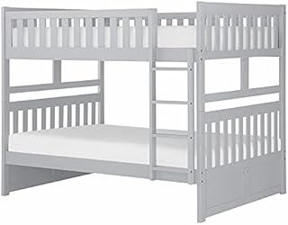 Pemberly Row Transitional Wood Full Over Full Bunk Bed in Gray