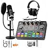 مجموعة معدات البودكاست، ميكروفون ألعاب ديناميكي Xlr/usb وخلاط صوت للبث مع أضواء Rgb، مثالي للبودكاست والتسجيل والصوت والفيديو والكمبيوتر الشخصي