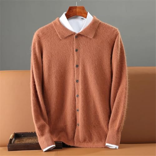 TdvcpmkkMen's Thick Sweater Knitted Polo Collar Single-Breasted Business Long Sleeve Sweater3