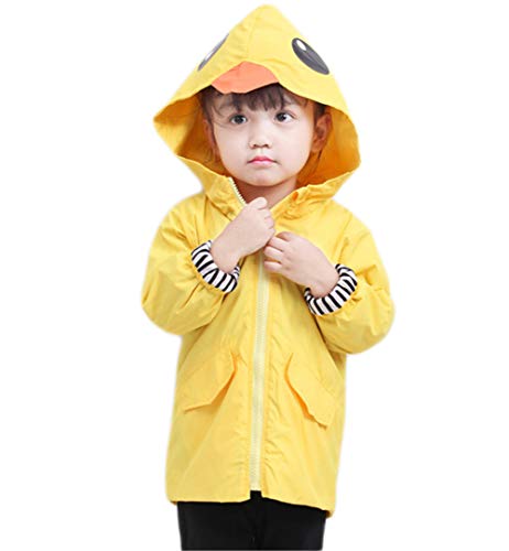 LOOLY Baby Boys Girls Zip up Cute Duck Windbreaker Yellow Spring Autumn Coat Jacket,100,Duck