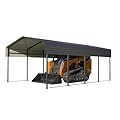 Metal Carport, 13x20FT Heavy Duty Steel Carport All-Weather with Galvanized Steel Roof & Heavy-Duty Anchor Rods for Pickup Trucks, Boats and Tractors