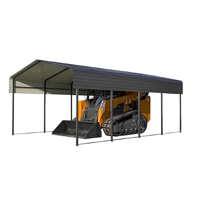 Metal Carport, 13x20FT Heavy Duty Steel Carport All-Weather with Galvanized Steel Roof & Heavy-Duty Anchor Rods for Pickup Trucks, Boats and Tractors