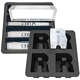 DRINKSPLINKS Letter R Ice Tray + Slab Ice Stick Silicone Ice Cube Tray - 3D Monogram Ice Mold Shaped