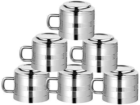 Kitchen Delli Stainless Steel Tea/Coffee Cup - 6 Pieces, Silver, 150 ml
