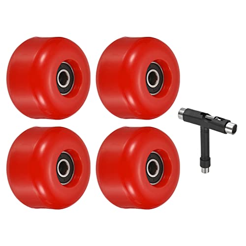 PATIKIL 54mm Skateboard Wheel and Bearings Set ABEC-9, 4 Pack Street Wheels for Skateboards Cruiser Wheel Replacement 85A, Red