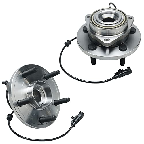Image of Detroit Axle - Front Drilled & Slotted Brake Rotors Wheel Hub Bearings + | 10pc Wheel Lug Nuts Replacement for Dodge Durango Chrysler Aspen - 14pc Set