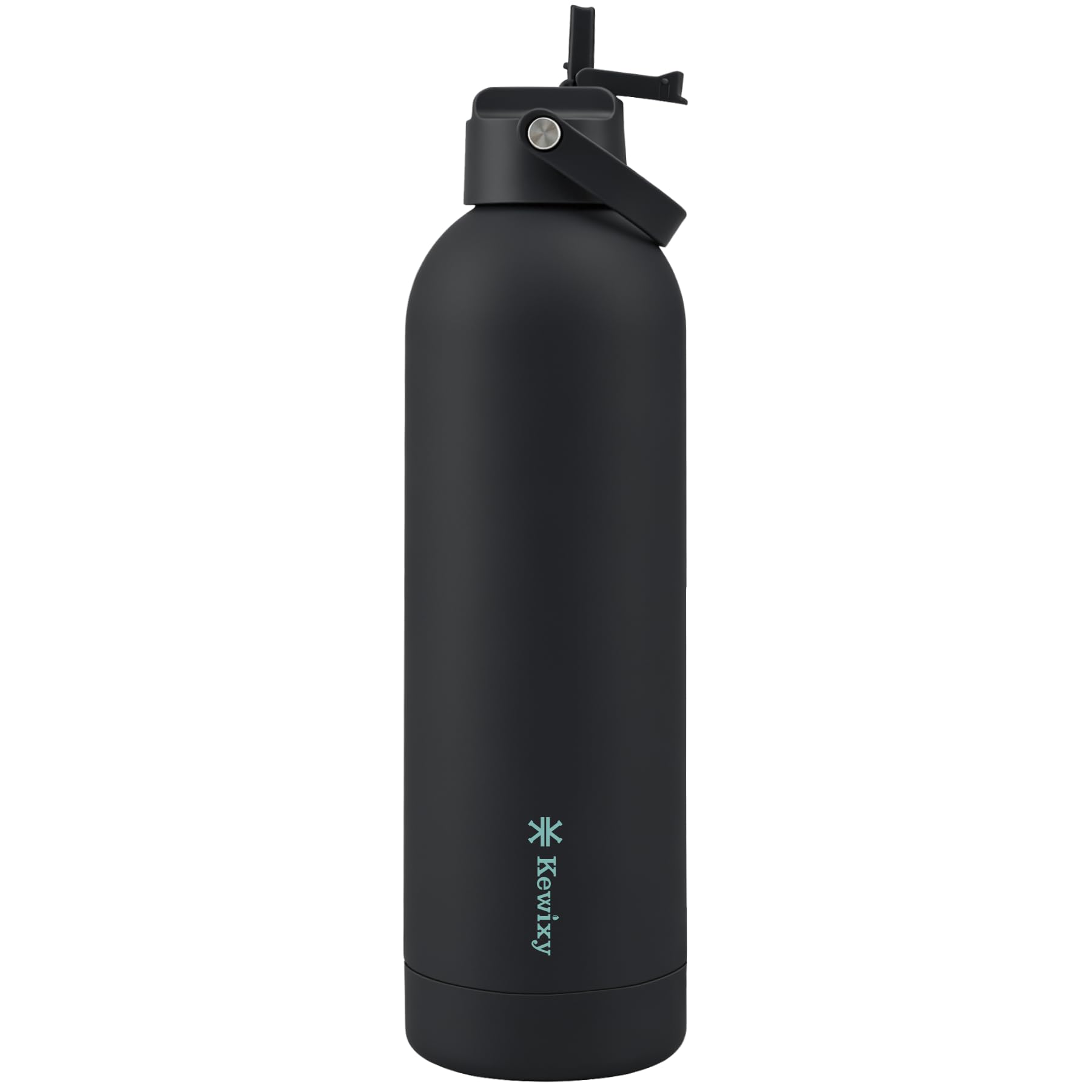 KEWIXY Stainless Steel Water Bottle with Straw, Cold 24Hrs/Hot 12Hrs, Insulated, Double Walled Metal Vacuum Flask, Leak Proof, with Handle, for Travel, Gym, Work (750ml, Black Spark)