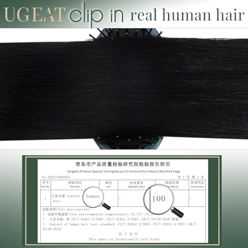 Image of Ugeat 24 Inch Jet Black Hair Extensions Clip in Remy Human Hair Long Straight Real Human Hair Clip in Extensions Full Head Set for Black Women 7pcs