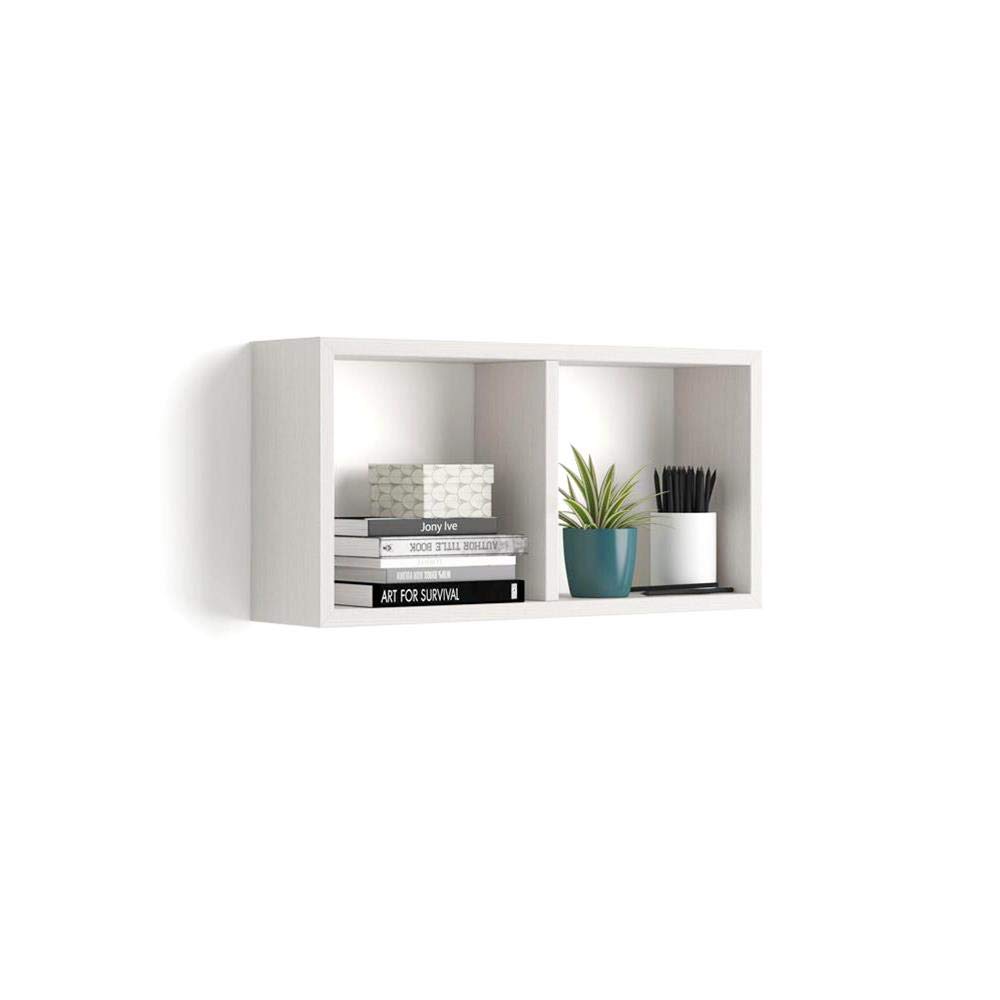 Mobili Fiver, Wall-Mounted Cube Shelves, First, White Ash, Laminate-Finished, Made in Italy