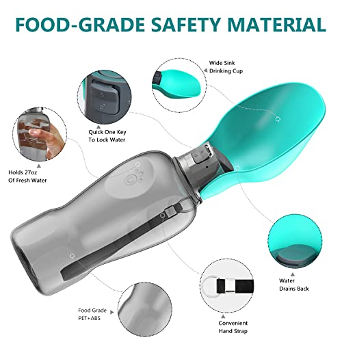 Dog Water Bottle, Portable Dog Water Bottle, 27Oz Dog Water Dispenser With Patented Leak-Proof Design For Dog Walking, Hiking And Traveling Bpa-Free Materials (Green) #TOP1