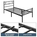 Yaheetech Bettrahmen 90 x 200 cm Metallbett mit Lattenrost Einzelbett/Doppelbett Gästebett Jugendbett mit Kopfteil für Schlafzimmer Gästezimmer Schwarz