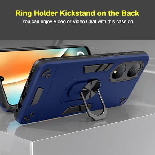 Image of Armor Vivo T2 5G / Y100 5G Defender Case | Rotating Ring Holder & Kickstand in-Built | Military Grade Armor | 360 Degree Protection Back Cover for Vivo T2 5G / Y100 5G (Blue)