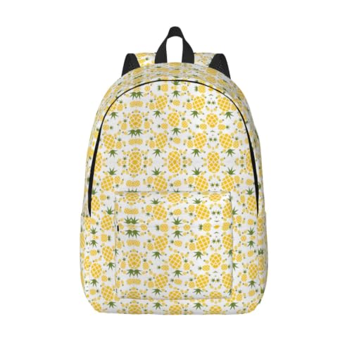 Mochila de lona CHAbu Pineapple negra talla M para universidad y libros