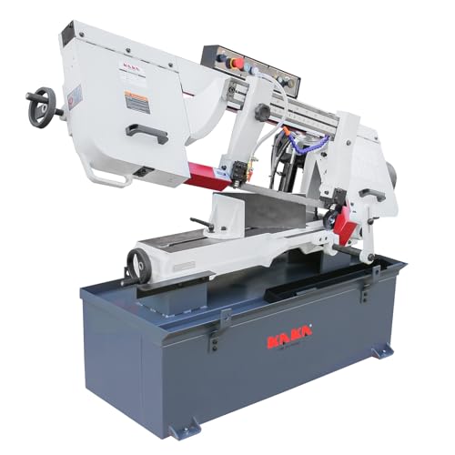 KAKA INDUSTRIAL Horizontal Metal Cutting Bandsaw,10 Inch (254mm) 2HP 220V Single Phase, 4-Speed, Hydraulic Feed, Coolant System, Steel Aluminum Pipe Structural Fabrication​ BS-1018B