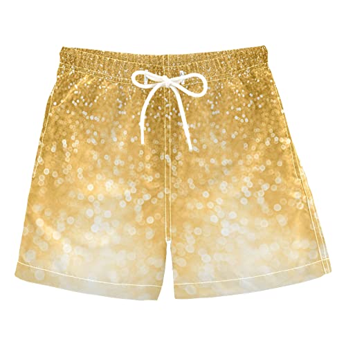 Sparkle Gold Glitter Boys Swim Trunks Toddler Swim Board Shorts Quick Dry Little Boy Swimwear Bathing Suits