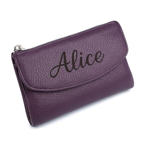 Personalize Joyfullygo Wallets for Women, Custom Unisex Pebble Leather Wallet for Name, Coin Card Holder with Rfid Anti-Theft Protection Waterproof