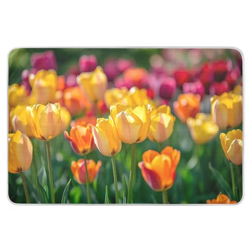 Takiito Field of Tulips Bed Pad Reusable Bed Underpad Washable Waterproof Leak-Proof Quick Dry Incontinence Pee Pad for Toddlers Kids Adults Pets 34x52 in