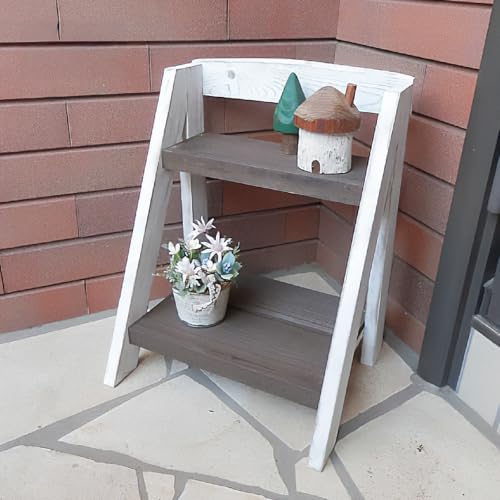 エイジングアンティーク調 2段ミニラック 花台 ガーデニング雑貨