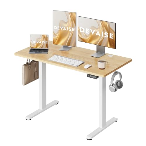 DEVAISE Escritorio Elevable Eléctrico,Mesa Regulable Rltura 120 x 60cm con 3 Memorias,Mesa de Oficina con Panel Inteligente en Casa con Tablero Ensamblado, Roble Natural