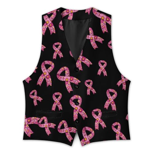 Flower Ribbon Canver Novelty Men's Suit Vest Casual Formal Dress Vests Business Waistcoat 6