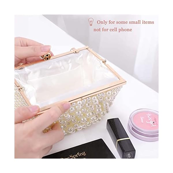 UBORSE Pearl Beaded Clutch Evening Bags for Women Formal Bridal Wedding Clutch Purse Prom Cocktail Party Handbags (One Size, White) - Image 5