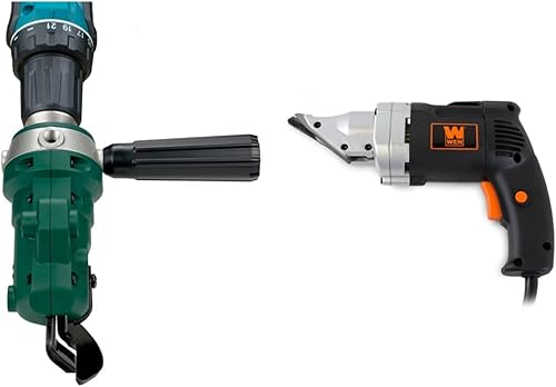 PacTool SS701 Snapper Shear y WEN 3650 Metal Shar Bundle | Accesorio de taladro eléctrico y tijeras de mano de velocidad variable