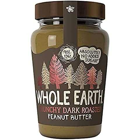 Whole Earth Crunchy Dark Roasted Peanut Butter, 6 x 340 g Jars, Original Nut Spread Made with All Natural Ingredients, No Added Sugar, Gluten Free, Vegetarian & Vegan Friendly, Multi Pack Cover