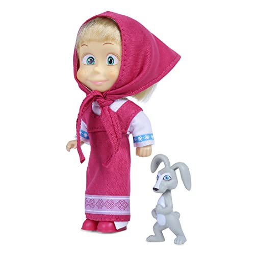 Masha and the Bear 12 Cm Toy Doll | Famous Cartoon | Ideal Gift Set for Girls Kids (Masha with Animal - Pink)