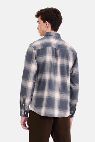 Image of SNITCH Men Casual Plus Size Shirt | Regular Fit Long Sleeve Spread Collar Plaid Pattern | 100% Cotton & Breathable Dobby Fabric for Casual Office Wear & Stylish Everyday Use