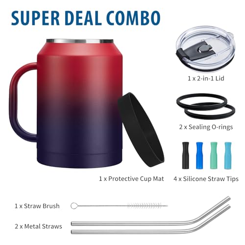 Image of 50oz Tumbler with Lid and Straw - Gulp, Protective Cup Mat, 50 oz Stainless Steel Coffee Mug for Travel Work, Double Wall Insulated Tumblers Metal Cups, Leak Proof Large Flask Jug Water Bottle