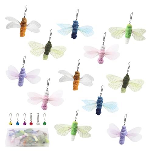 SONGWAY Cat Wand Toy Replacement, 12 PCS Cat Insect Toy Refills, Teaser Wand Attachments, Chew Toys