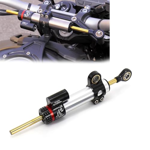 Motorcycle Steering Damper Adjustable Stabilizer 13.5"， with Mount Bracket Universal for Most Motorcycles ，Linear Reversed Safety Control Aluminum CNC Aluminum Alloy Damper Stabilizer
