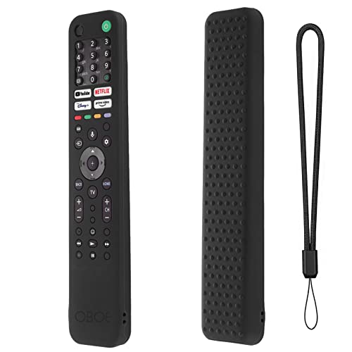 Image of Oboe Silicone TV Remote Cover Case Compatible with Sony Smart Tv Voice Remote RMF-TX520P /A80J /X80J /X85J /X90J /X95J Remote Cover with Lanyard (Black) [REMOTE NOT INCLUDED]