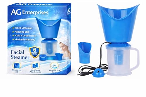 Facial Steamer for Face | Deep Cleansing & Glowing Skin | Steam Vaporizer for Cold & Cough Relief | Home Spa Facial Sauna with Detachable Nozzle