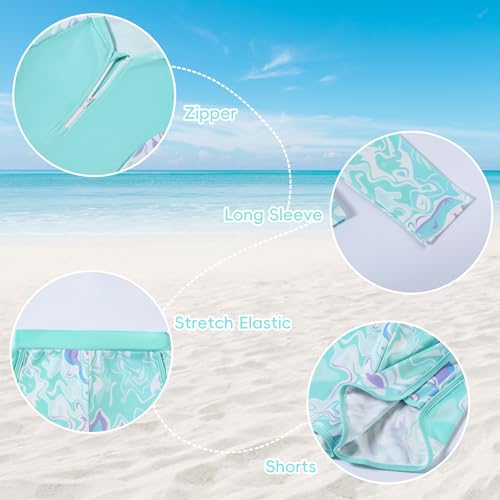 Image of Toddler Girls Long Sleeve Swimsuits Girl Swimwear Little Girls Swimsuits 2 Pieces Toddler Rash Guard Swimsuit Print