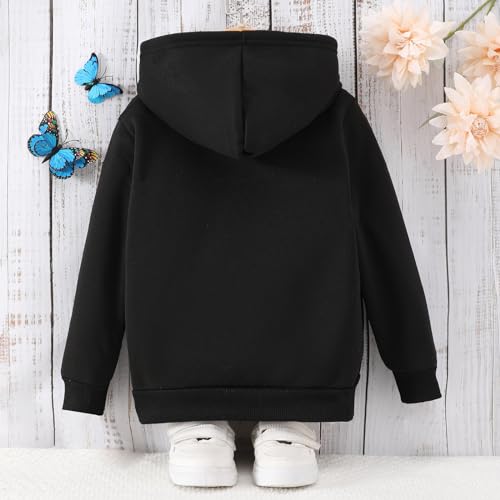 Windbreaker Kids Boys Autumn Winter Shirt Solid Long Sleeve Boys Hoodie Coat Clothes Outwear Winter (Black, 6-7 Years)4