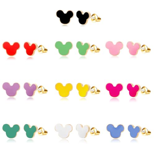 10 Pairs Hypoallergenic Sutd Earrings for Women and Teen Girls with Stainless Steel Post - Assorted Sytle and Vivid Color Earrings Set