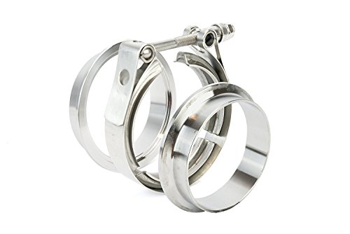 3 Inch V Band Clamp With Cnc Stainless Steel Flanges - Perfect For Turbo, Downpipes, Exhaust Systems - 3In Ss Vband, V-Band Flange Kit #TOP5