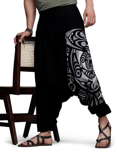 Image of The Veshti Company Printed Harem Pants for Men's Cotton Hippie Style Baggy Boho Yoga Pajama Pant with Pocket