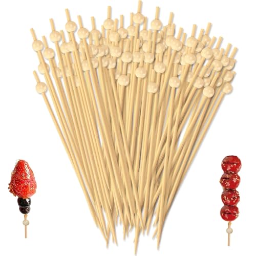 400 Piezas De Palillos Para Cóctel 12 Cm, Palillos Fingerfood Con Cuentas De Madera, Palillos Para Snacks Fingerfood, Palillos De Cóctel De Bambú Para Fiesta, Cumpleaños, Buffet, Boda (Cabeza Redonda)