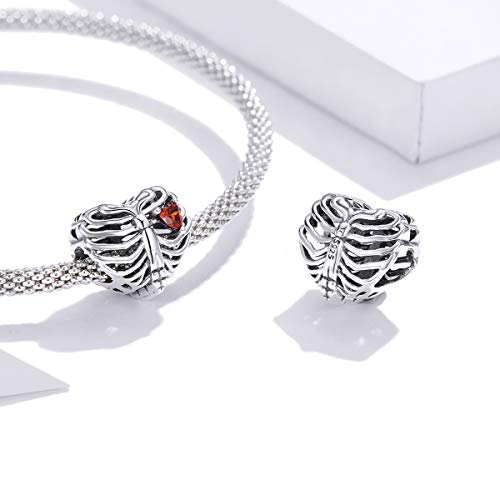 Rose Charm Heart Charms for Bracelets 925 Sterling Silver Bead Charm Fits Bracelets and Necklaces Paved with Cubic Zirconia Animal Skull Charm Dainty Halloween Charms Jewelry for Women Girls2