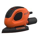 BLACK+DECKER BEW230-QS Ponceuse de détail Mouse filaire - 1,5mm de diamètre d'orbite - Fixation auto-agrippante - Vitesse variable jusqu'à 11 000 osc/min - Livrée avec 6 abrasifs 55W Orange