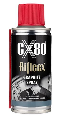 RifleCX - Spray Huile pour Armes - Lubrifiant Haute Température au Graphite pour Filetages de Bouche & Compensateurs - Protection Contre le Grippage - Plage...