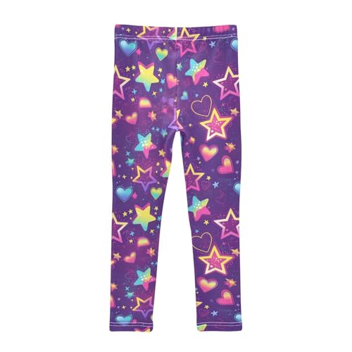 Wusikd Neon Color Girls' Leggings Toddler Doodles Stars Hearts Kids Yoga Pants Dance Active Tights 4T2