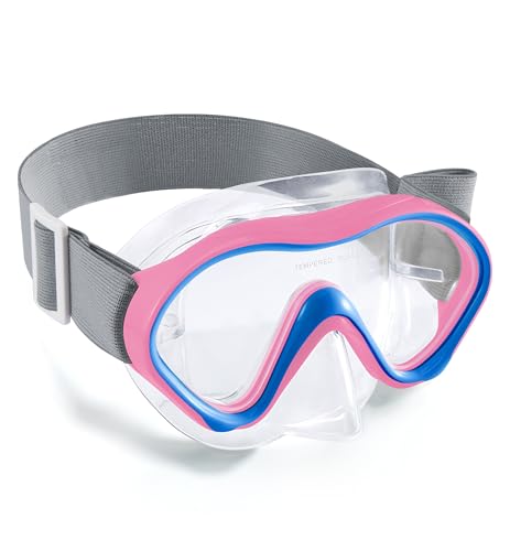 Aegend Kids Swim Goggles Snorkel Diving Goggles with Nose Cover for Kids 3-15, Knitted Fabric Strap, Anti-Fog No Leak