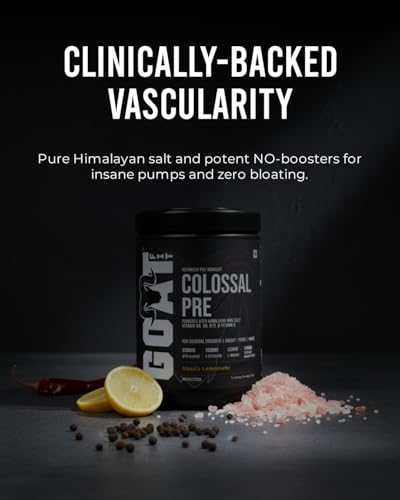Image of GOAT Fit Colossal Pre | PreWorkout 200mg Caffeine 3.5g Beta-Alanine 3g Citrulline 1.5g Arginine 1g Creatine with Himalayan Pink Salt (Pack of 6 + Shaker, Assorted)