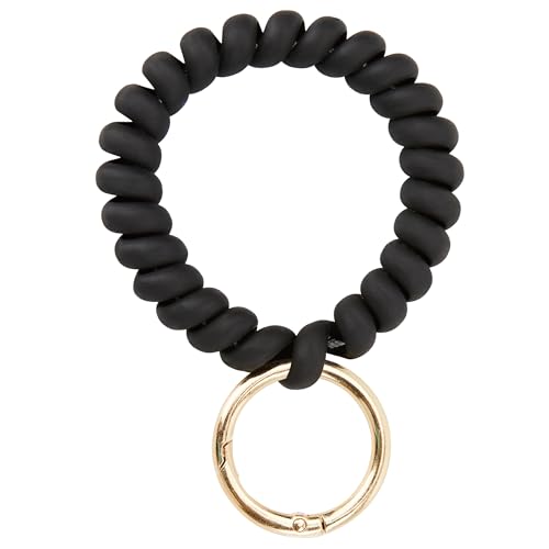 Image of Black Stretchable Wristband Keychain, Inner Diameter 1.65 inch Durable Waterproof Wrist Key Holder with Adjustable Wristlet Strap - Ideal for Gym, Swimming, Sauna, Running, and Outdoor Activities(Unisex)