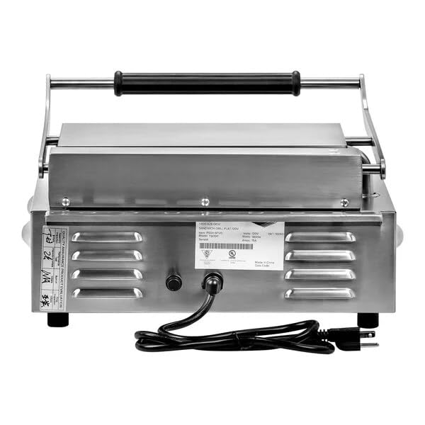 PSG4-SF120-C Single Cast Iron Panini Grill with Smooth Plates - 13 1/2