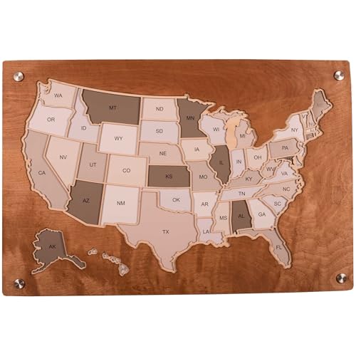 GUYTRENDz Hardwood 3D USA Photo Map, Premium Travel Memory Collage,